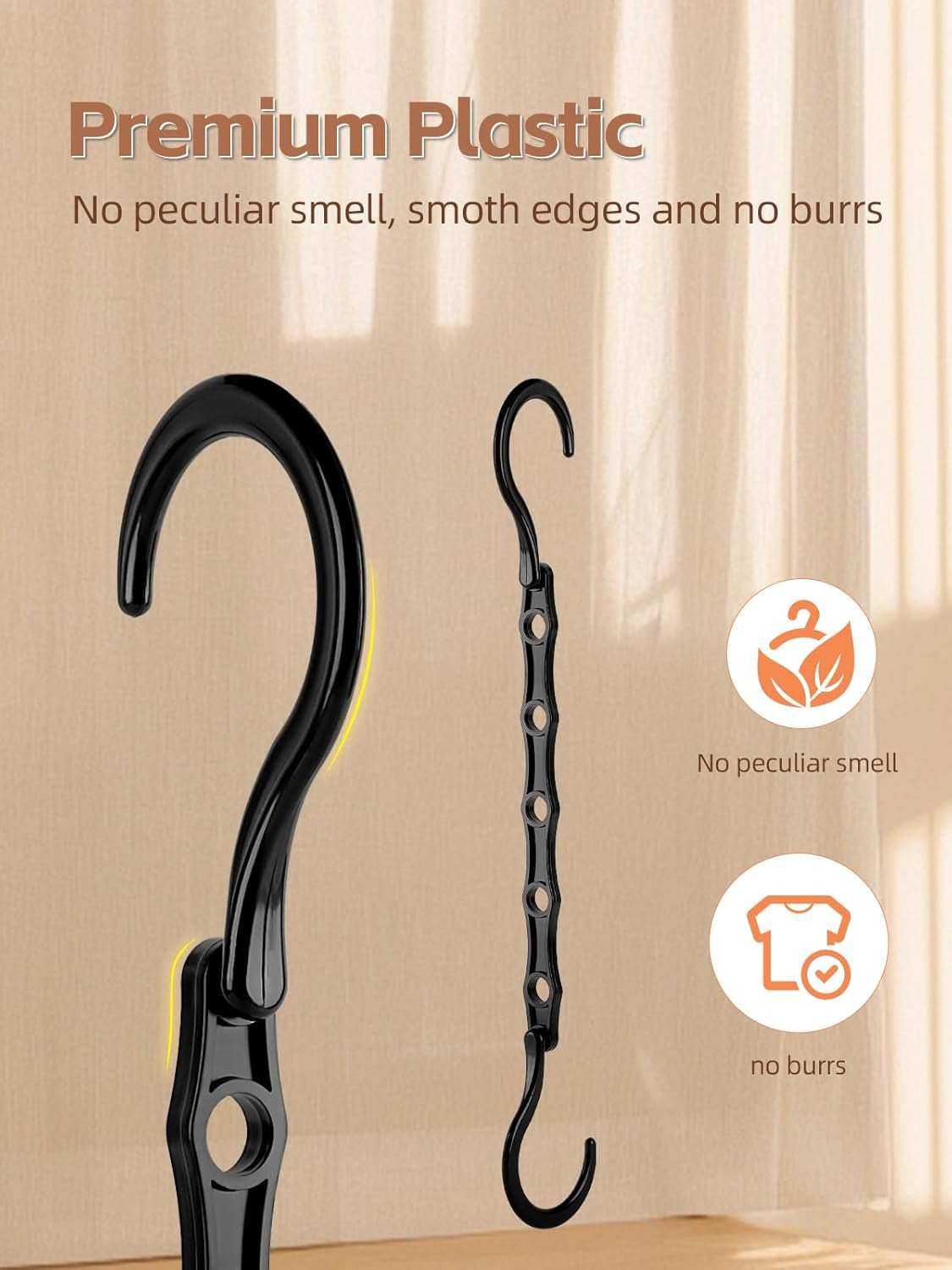 Black Magic Space Saving Hangers, Premium Smart Hanger Hooks, Sturdy Cascading Hangers with 5 Holes for Heavy Clothes, Closet Organizers and Storage, College Dorm Room Essentials 10 Pack