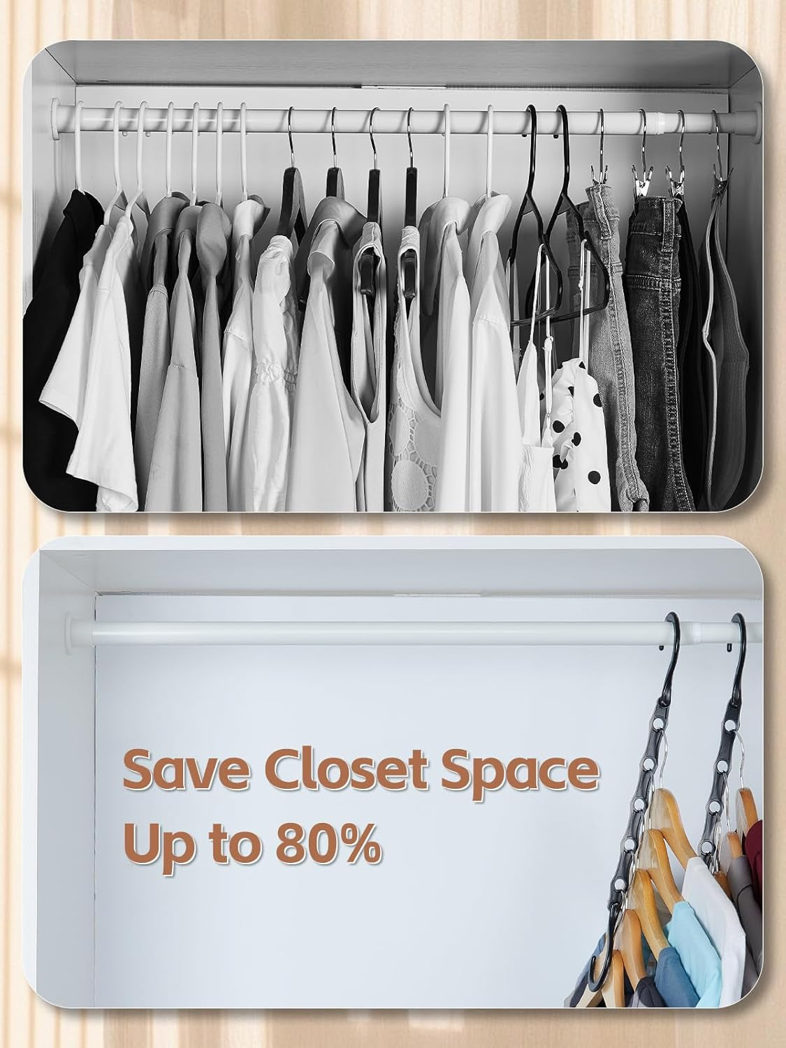 Black Magic Space Saving Hangers, Premium Smart Hanger Hooks, Sturdy Cascading Hangers with 5 Holes for Heavy Clothes, Closet Organizers and Storage, College Dorm Room Essentials 10 Pack