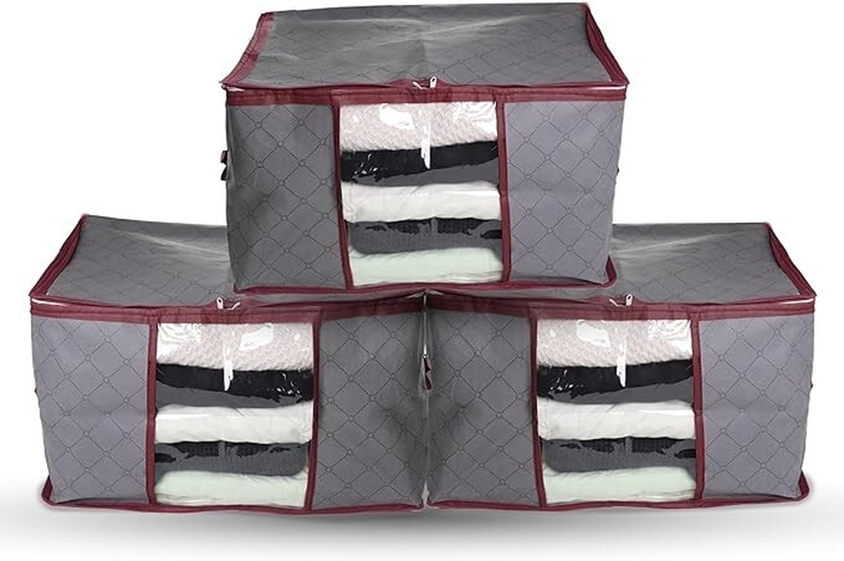 3 Pcs Clothes Storage Boxes with Clear Window & Handles Perfect to Organise