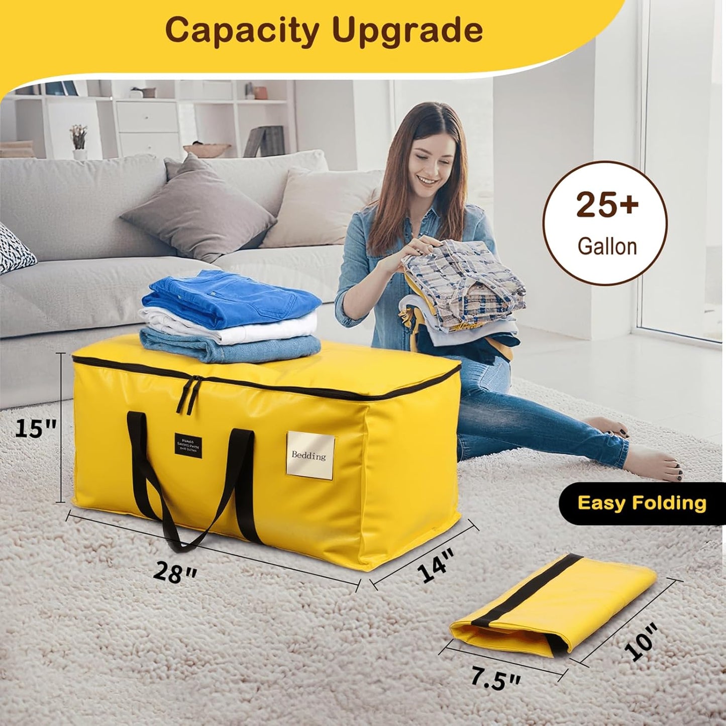 Moving Bags and Storage Bags - 95L Heavy Duty Moving Boxes with Reinforced Bottom & Wrap-Around Handles, Tear-Resistant Reusable Larege Packing Bags for Home, College Dorm, Christmas Decor, 6 Pack