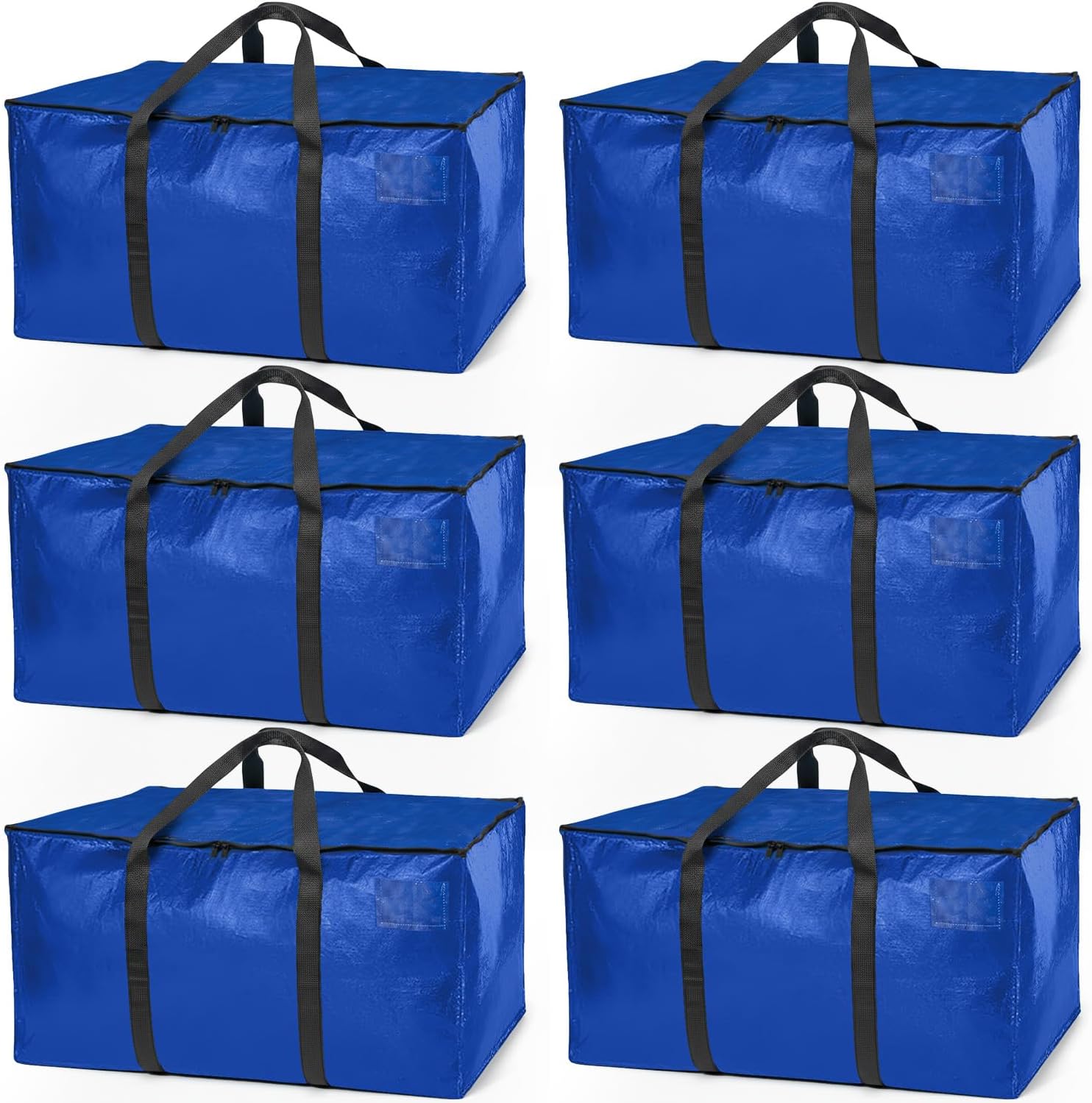 Heavy Duty Moving Boxes or Storage Bags – Storage Bins with Lids, Large Moving Bags with Backpack Straps & Handles – Moving Supplies for College Dorm or Christmas Decorations, 6 Pack