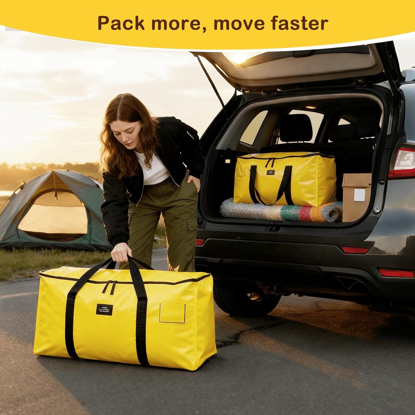 Moving Bags and Storage Bags - 95L Heavy Duty Moving Boxes with Reinforced Bottom & Wrap-Around Handles, Tear-Resistant Reusable Larege Packing Bags for Home, College Dorm, Christmas Decor, 6 Pack