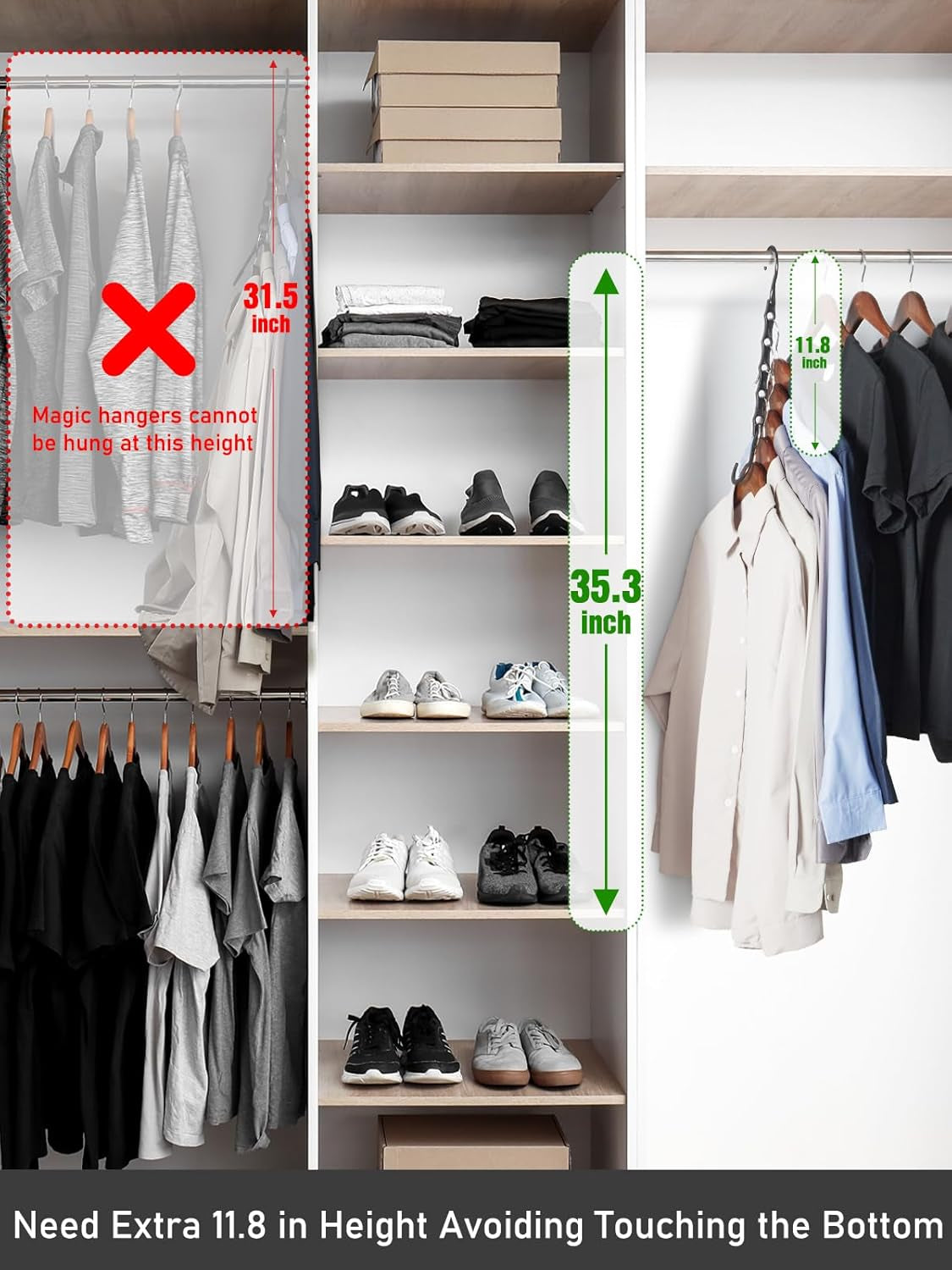 Black Magic Space Saving Hangers, Premium Smart Hanger Hooks, Sturdy Cascading Hangers with 5 Holes for Heavy Clothes, Closet Organizers and Storage, College Dorm Room Essentials 10 Pack