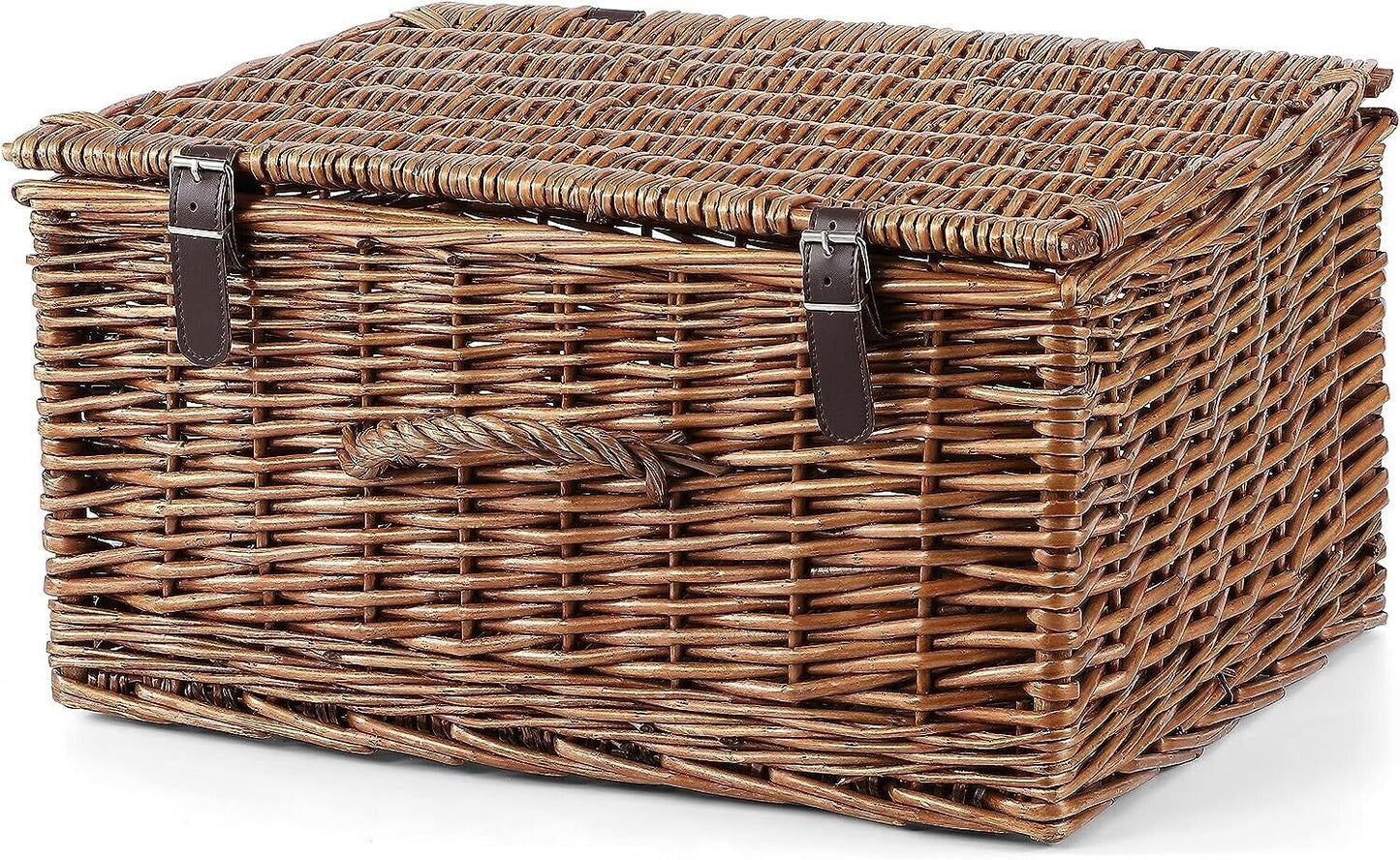 BH Natural Wicker Gift Hamper Tidy Storage Home Decor with Lid Fastening Handle
