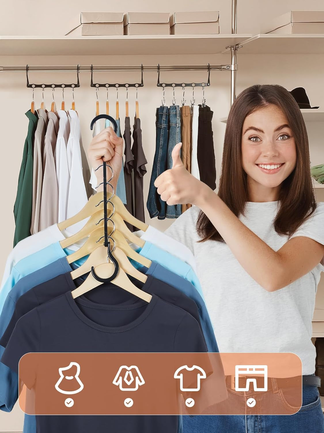 Black Magic Space Saving Hangers, Premium Smart Hanger Hooks, Sturdy Cascading Hangers with 5 Holes for Heavy Clothes, Closet Organizers and Storage, College Dorm Room Essentials 10 Pack