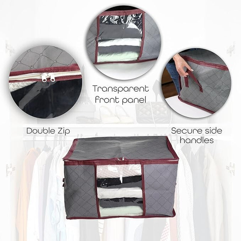 3 Pcs Clothes Storage Boxes with Clear Window & Handles Perfect to Organise
